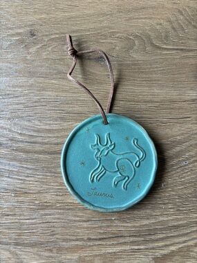 Urban Outfitters Teal Taurus Ceramic Hanging Ornament